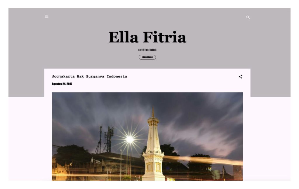 Tampilan Blog Ella Fitria pada tahun 2017