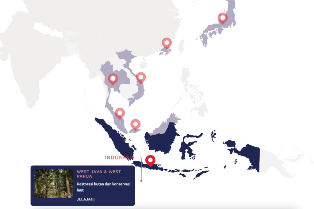 Peta kontribusi MSIG dalam upaya konservasi di Asia
