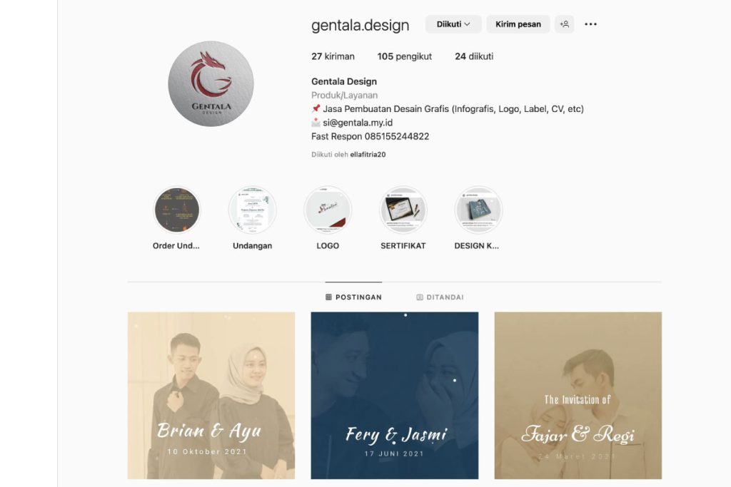 Profil Instagram Bisnis Digital - Gentala Design