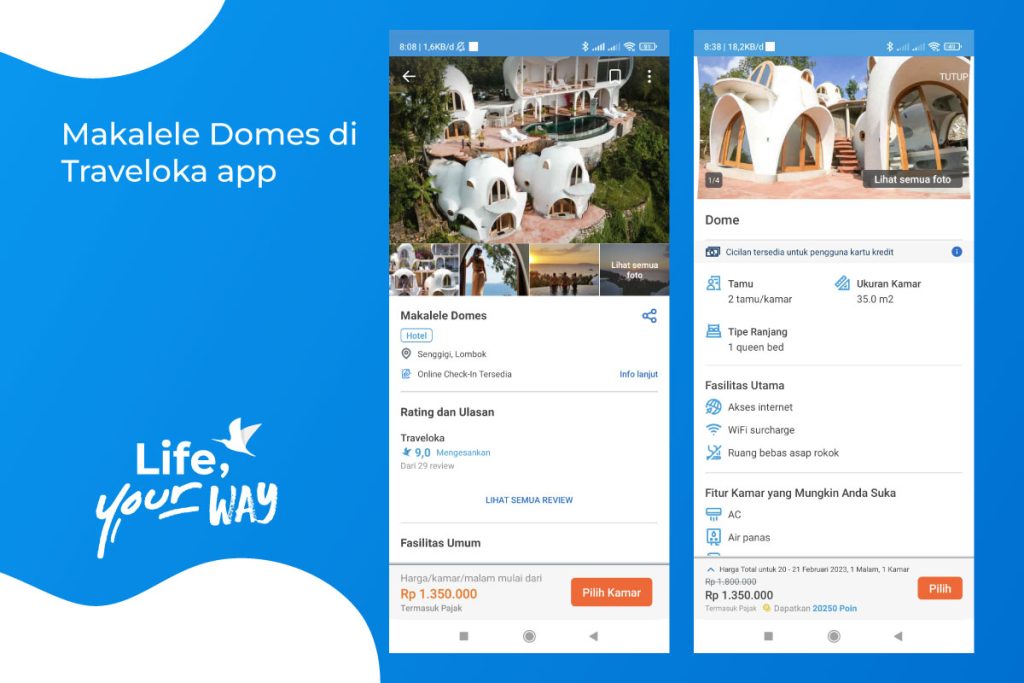 Makalele Domes di Traveloka app